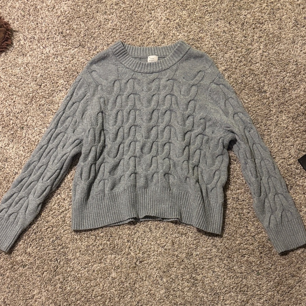 a new day Gray Textured Crew Neck Sweater